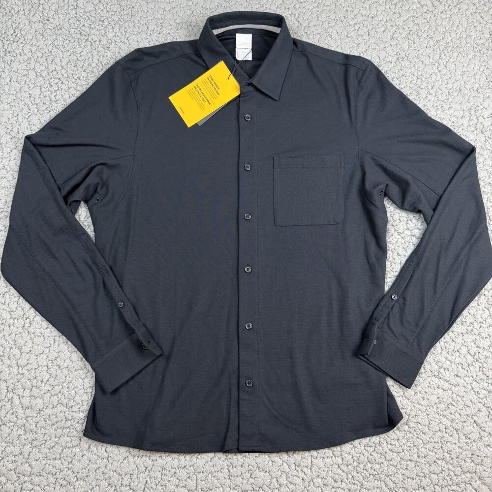 Lole Black Beauty Button Up Shirt Mens Medium Long Sleeve $90
